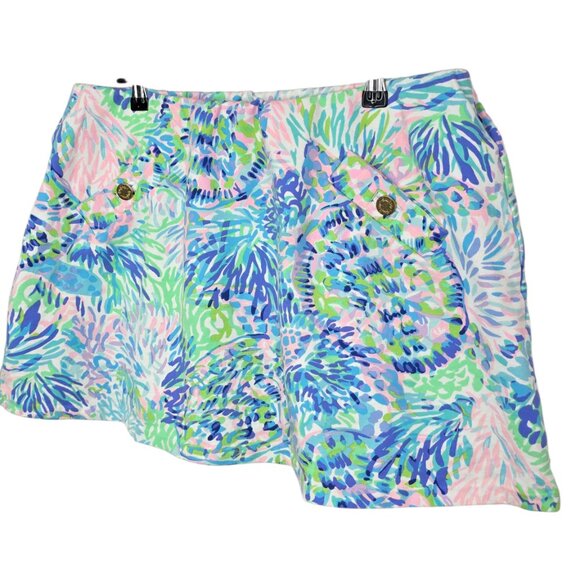 Lilly Pulitzer Skirt, Lined Skort, Colourful Print, Cotton, Pull On, Vacation, L - Picture 7 of 9
